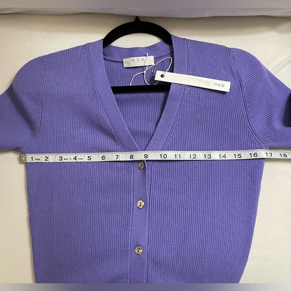 Revolve One Grey Day OGD Ribbed Sweater Dress Long Sleeve, Button Down Purple L - Picture 5 of 8